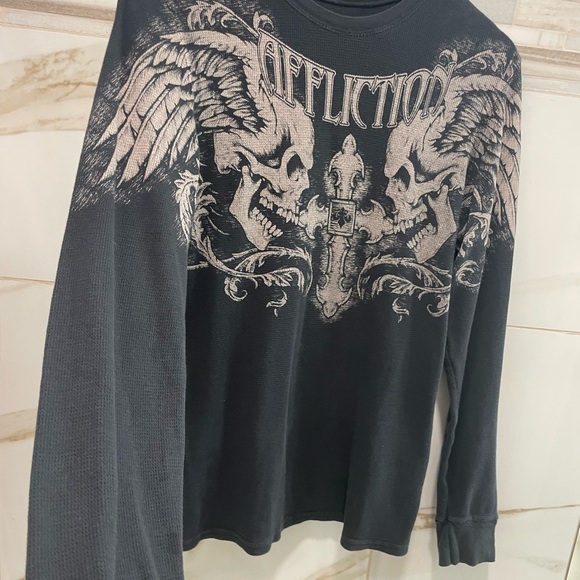 Affliction Men's Winged Up Long Sleeve Thermal large - Picture 8 of 12